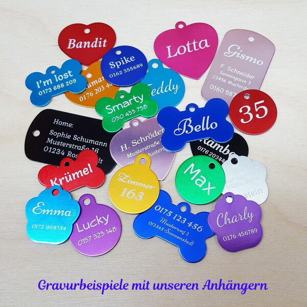 Hundemarke Erkennungsmarke inkl. Gravur, Farbauswahl