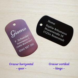 Hundemarke Erkennungsmarke inkl. Gravur, Farbauswahl