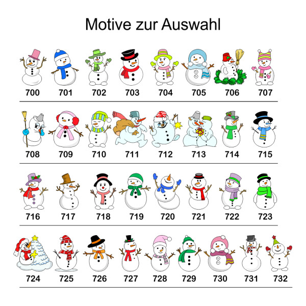1 Bogen Adressaufkleber Schneemann mit Ihrem Text - Größe...