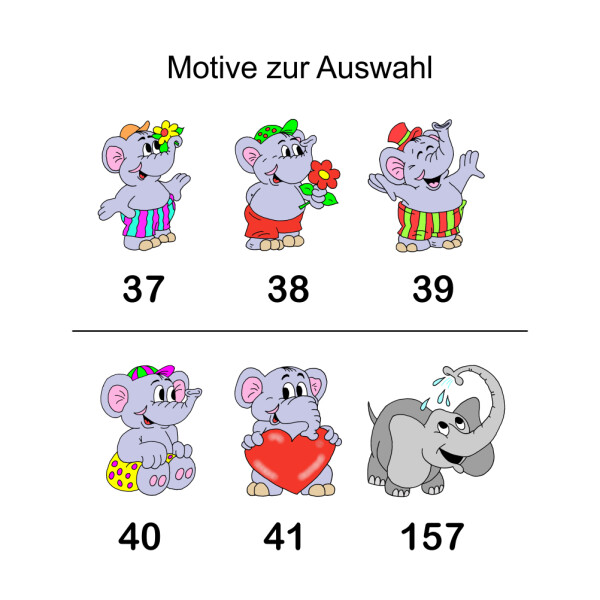 1 Bogen Adressaufkleber Elefant mit Ihrem Text - Größe...