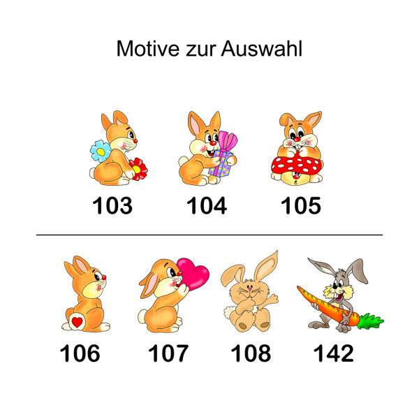 1 Bogen Adressaufkleber Hase mit Ihrem Text - Größe wählbar