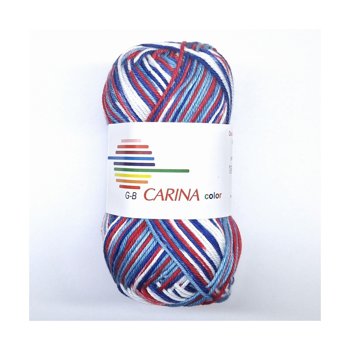 G-B Carina color Baumwollgarn 50 g Blau-Rot-Natur